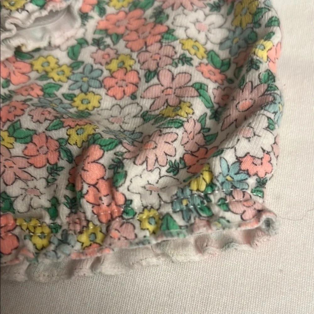 Carter's Pink and Green Floral Sleep Sacks with Ruffled Sleeves